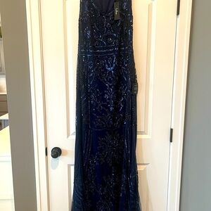 Lulu’s Navy Blue Sequin Formal Gown